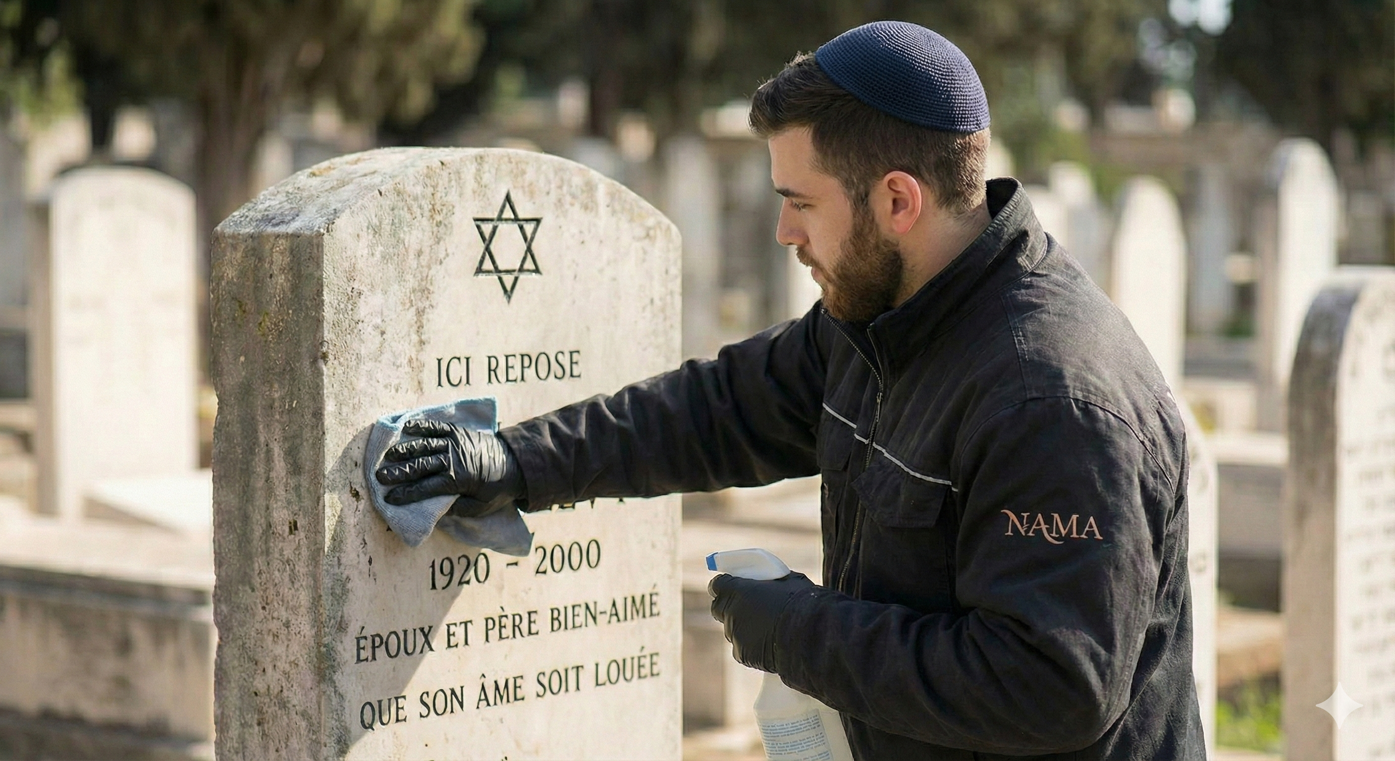 [Image de nettoyage manuel d'une tombe]